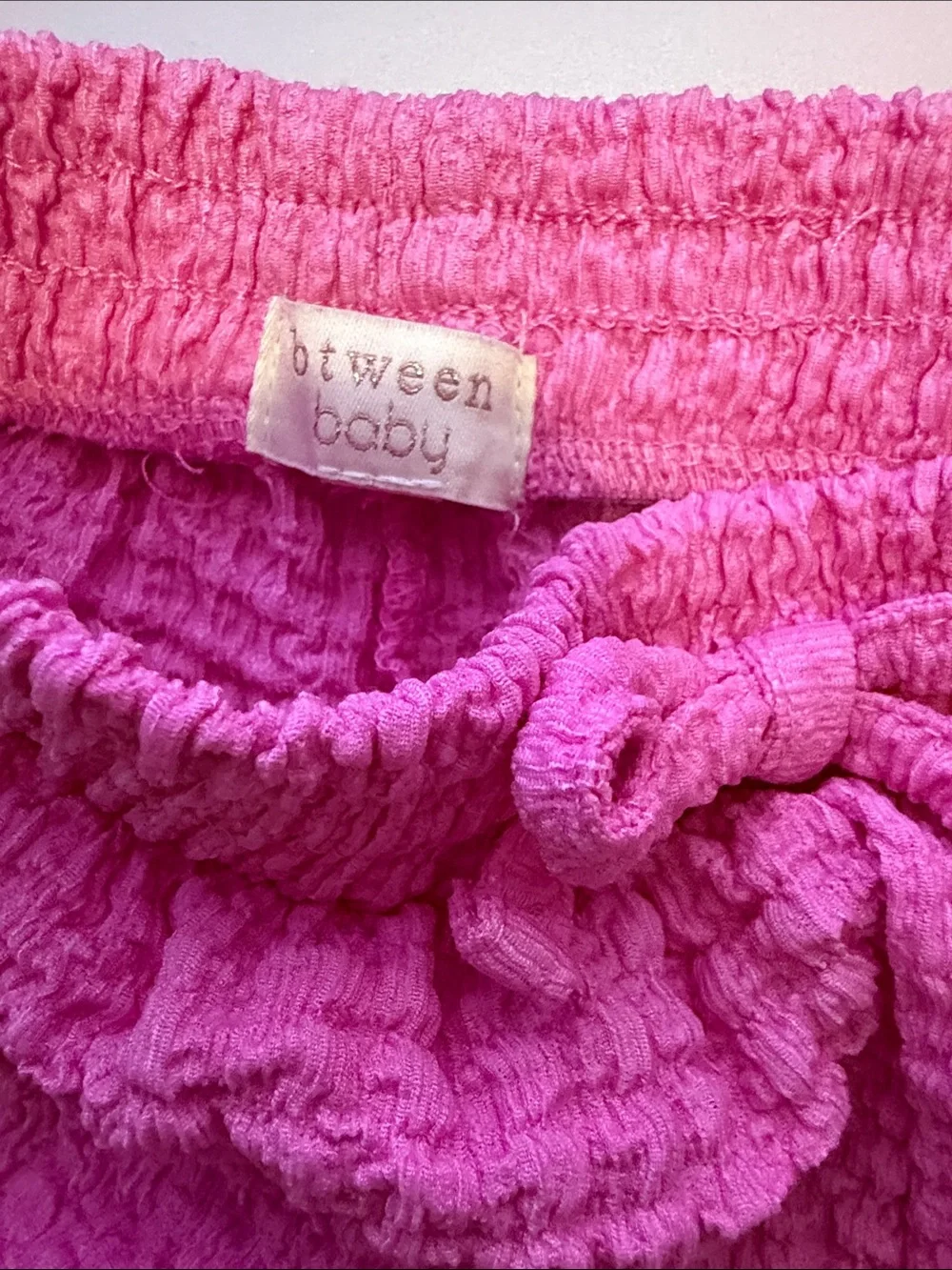 Bright Pink Textured Girls' Two-Piece Top & Shorts Set -